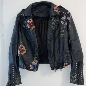 Blank NYC Leather Embroidered Flower Jacket